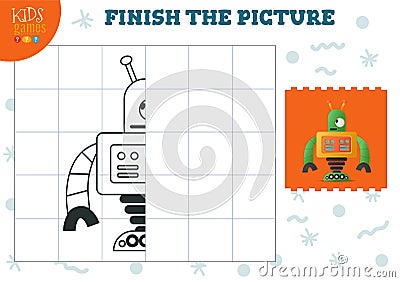 Copy picture vector illustration. Complete and coloring game for preschool and school kids Vector Illustration