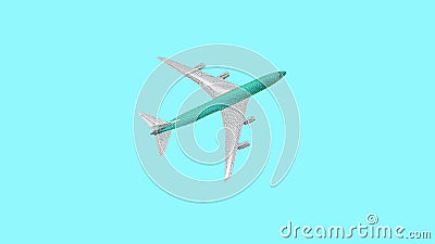 Copy space Airplane in flight on a red blue background, model passenger plane copy space Stock Photo