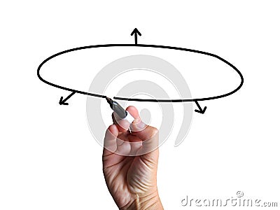 Copy Space Diagram Shows Business Plan Arrows Sketch Stock Photo