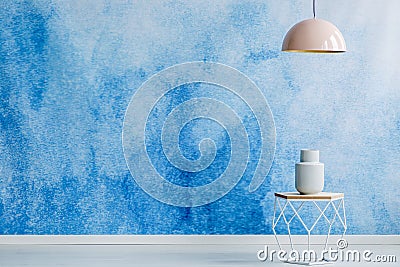 Copy space room interior with blending colors, blue and white, b Stock Photo