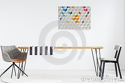 Poster in simple dining room Stock Photo