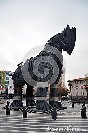 Troy wooden horse at Canakkale, Turkey Editorial Stock Photo