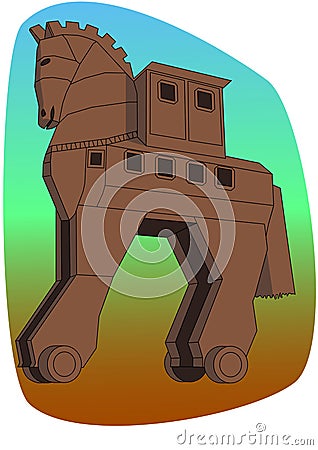 The copy of Troy wooden horse at Canakkale, Turkey Vector Illustration