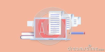 Writing on a laptop concept icon Vector Illustration