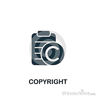 Copyright icon. Monochrome simple sign from intellectual property collection. Copyright icon for logo, templates, web Vector Illustration