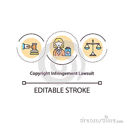 Copyright infringement lawsuit concept icon Vector Illustration
