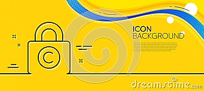 Copyright locker line icon. Copywriting sign. Minimal line yellow banner. Vector Vector Illustration