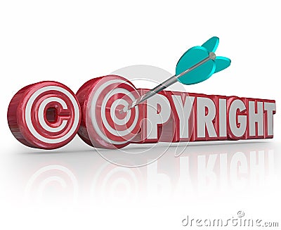 Copyright Red 3d Words Legal Symbol Target Arrow Bulls Eye Stock Photo