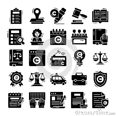 copyright regulation icons, Law and legal regulation, Legal compliance deal protection document and governance illustration Vector Illustration