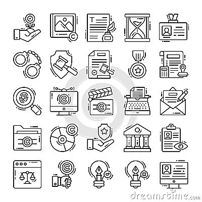 copyright regulation icons, Law and legal regulation, Legal compliance deal protection document and governance illustration Vector Illustration