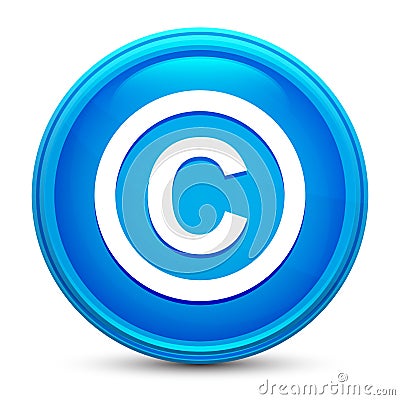 Copyright symbol icon glass shiny blue round button isolated design vector illustration Vector Illustration