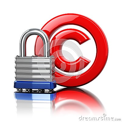 Copyright symbol with lock. Protection concept. Stock Photo