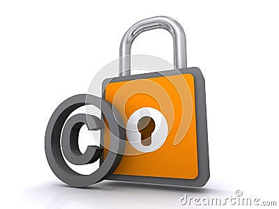 Copyright symbol and padlock Stock Photo