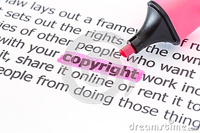 Copyright text with highlight marker Stock Photo