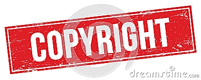 COPYRIGHT text on red grungy rectangle stamp Stock Photo