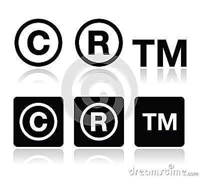 Copyright, trademark vector icons set Vector Illustration