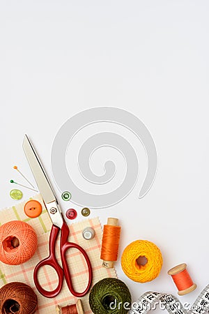 Copyspace frame with sewing tools and accesories Stock Photo