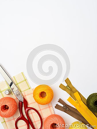 Copyspace frame with sewing tools and accesories Stock Photo