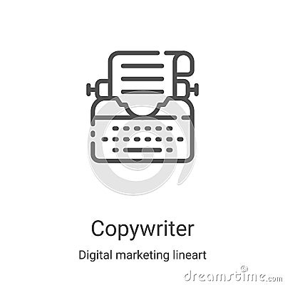 copywriter icon vector from digital marketing lineart collection. Thin line copywriter outline icon vector illustration. Linear Vector Illustration