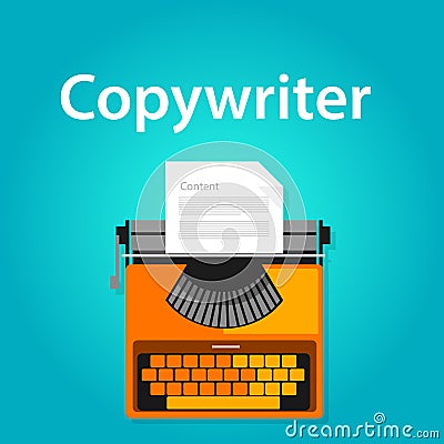 Copywriter jobs typing machine typewriter office working vacancy Vector Illustration