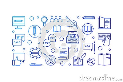 Copywriter vector creative blue horizontal illustration Vector Illustration