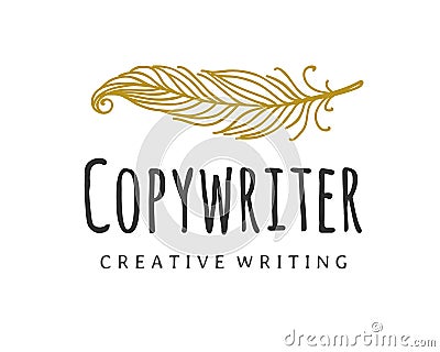 Copywriter vector logo. Writer quill logotype Vector Illustration
