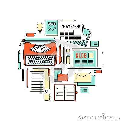 Copywriter work tools Vector Illustration