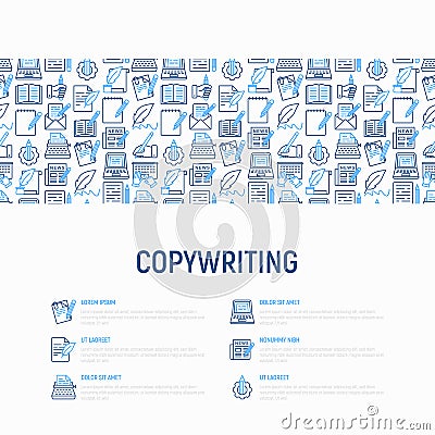 Copywriting concept with thin line icons Vector Illustration