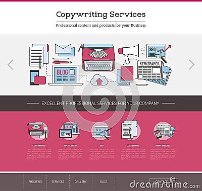 Copywriting and editing web template Vector Illustration