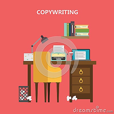 Copywriting empty desktop. Vector Illustration