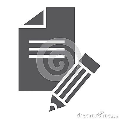 Copywriting glyph icon, blog and content, writer sign, vector graphics, a solid pattern on a white background. Vector Illustration