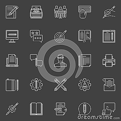 Copywriting outline icons Vector Illustration