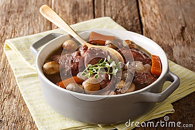Coq au vin - french food slowly cooked with wine and vegeta Stock Photo
