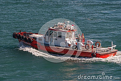 Agunsa Pollux pilot and tugboat in port of Coquimbo, Chile Editorial Stock Photo