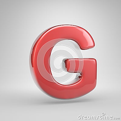 Coral car paint letter G uppercase isolated on white background Stock Photo