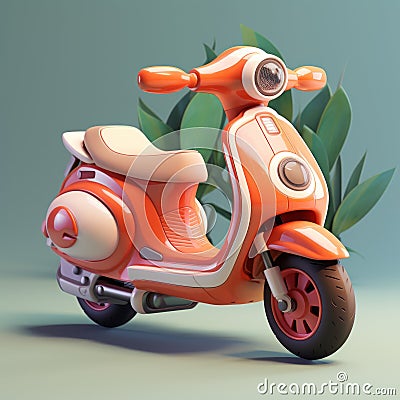 Coral Cartoon Scooter: Overwatch-inspired 3d Cgi Art Stock Photo