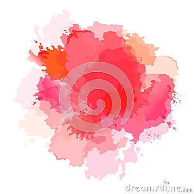 Coral, fuchsia pink, red, orange watercolor vector splash Vector Illustration