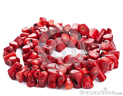 Coral necklace isolated Stock Photo