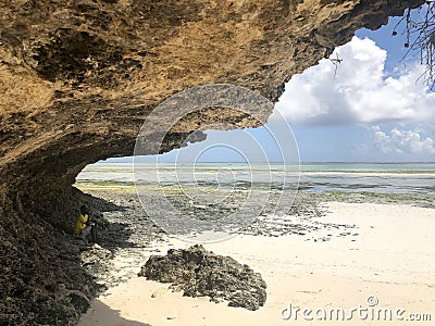 Coral outcrop eroded away by the ocean Stock Photo