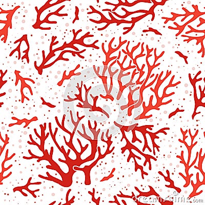 Coral pattern. Ocean sea reef corals, aquarium marine life design vector seamless wallpaper Vector Illustration