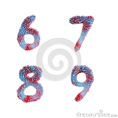 Coral reef capital letter alphabet - digits 6-9 Stock Photo