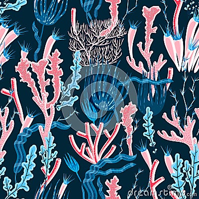Coral Seamless Pattern Vector Illustration
