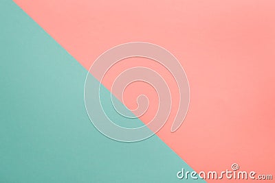 Coral and turquoise abstract geometric paper background Stock Photo