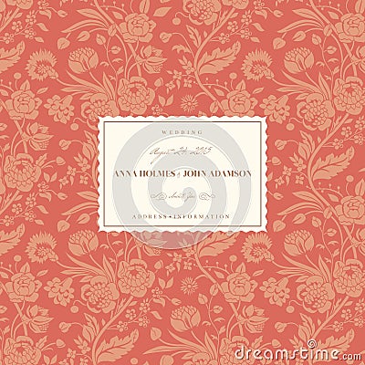 Coral wedding card Vector Illustration