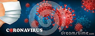 Coranavirus background with virus COVID - 19 molecules Vector Illustration