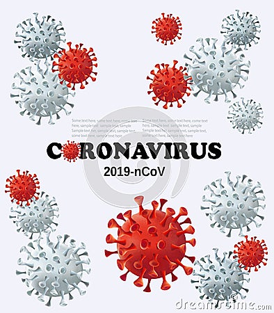 Coranavirus COVID-19 infection medical background with a colorful virus Vector Illustration