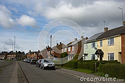 Corby, United Kingdom - 19 March 2019. Traditional english house, brick house. Outdoor street view. Beautiful old houses Editorial Stock Photo