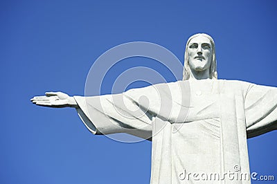 Corcovado Christ the Redeemer Blue Sky Horizontal Editorial Stock Photo