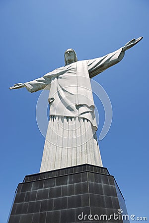 Corcovado Christ the Redeemer Rio de Janeiro Brazil Pedestal Editorial Stock Photo