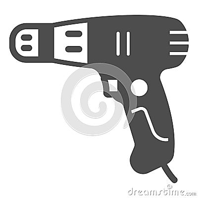 Corded power screwdriver solid icon, construction tools concept, electric screw gun vector sign on white background Vector Illustration